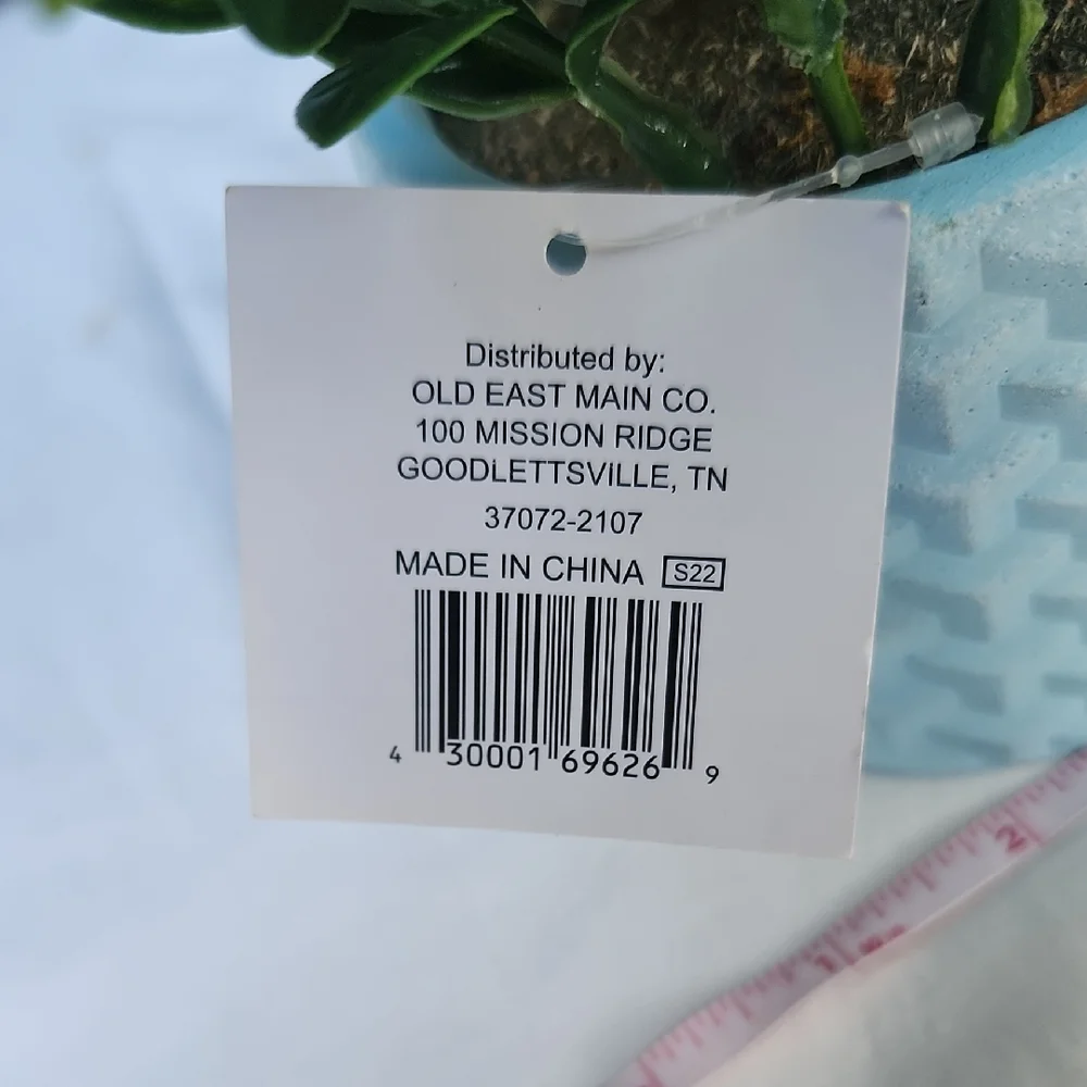 NWT Artificial Greenery in Blue Planter